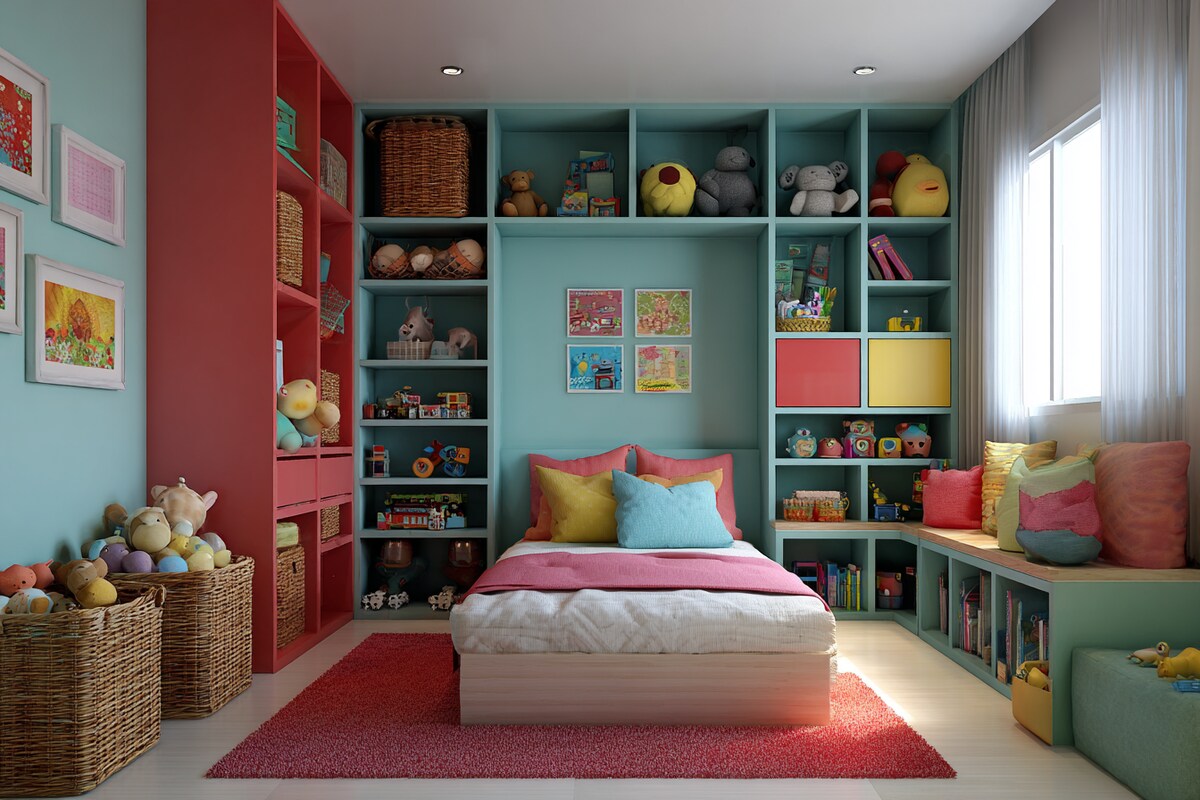 Teen Study & Bedroom with Pastel Magnetic Chalkboard Wall #39